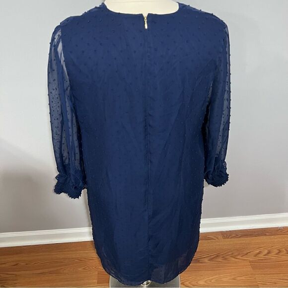 Draper James Navy Swiss Dot Sheer Elasticized‎ Sleeve Dress -- 2X - Picture 10 of 14